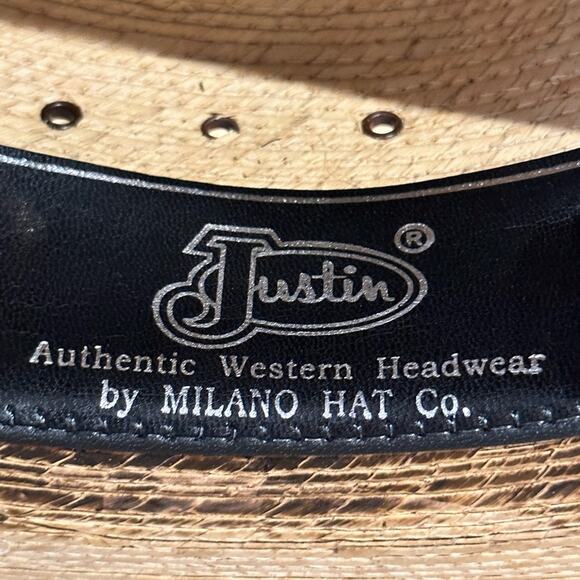 Justin Authentic Headwear Cowboy Hat by Milano Headwear 20X Size 6 7/8 - Picture 7 of 8